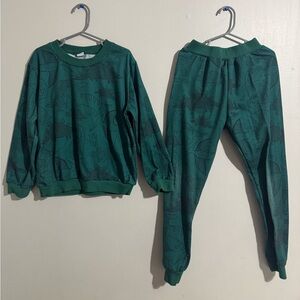 SHEIN Boys Dinosaur Print Sweatshirt & Sweatpants Set – Size 130 (6y-7y)